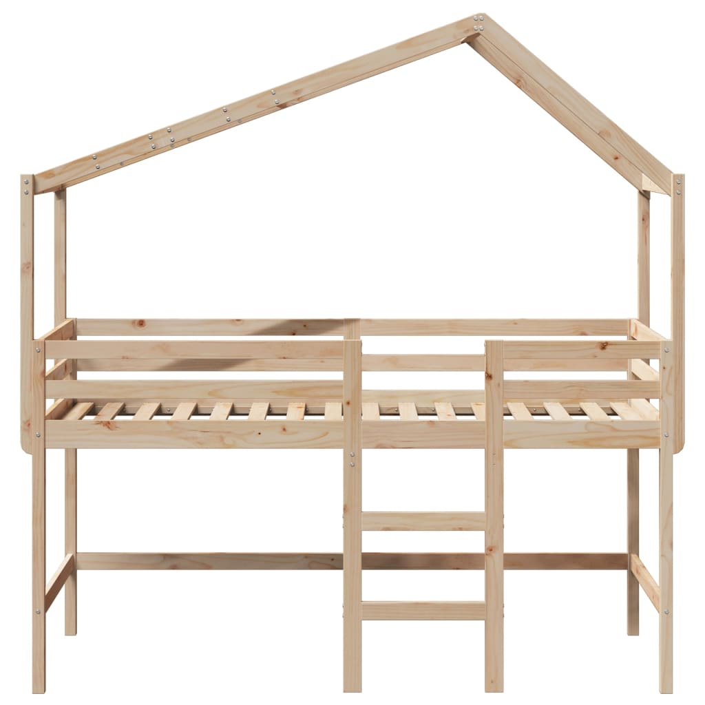 Loft Bed with Ladder and Roof without Mattress 80x200 cm