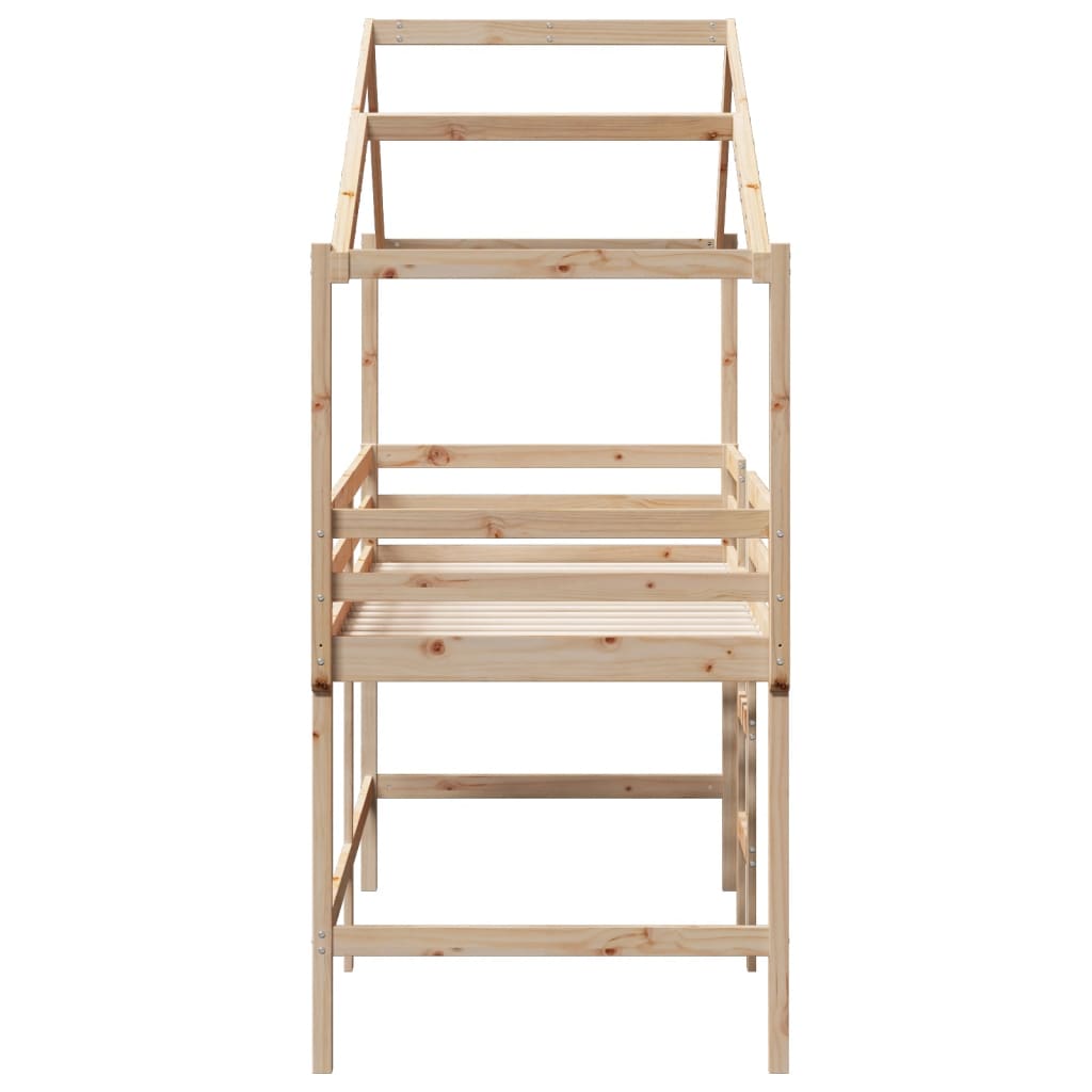 Loft Bed with Ladder and Roof without Mattress 80x200 cm