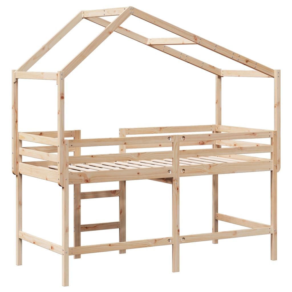 Loft Bed with Ladder and Roof without Mattress 80x200 cm