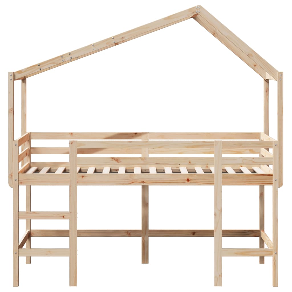 Loft Bed with Ladder and Roof without Mattress 90x200 cm