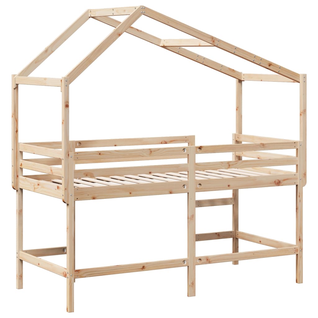 Loft Bed with Ladder and Roof without Mattress 90x200 cm