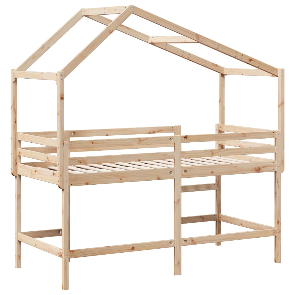 Loft Bed with Ladder and Roof without Mattress 80x200 cm