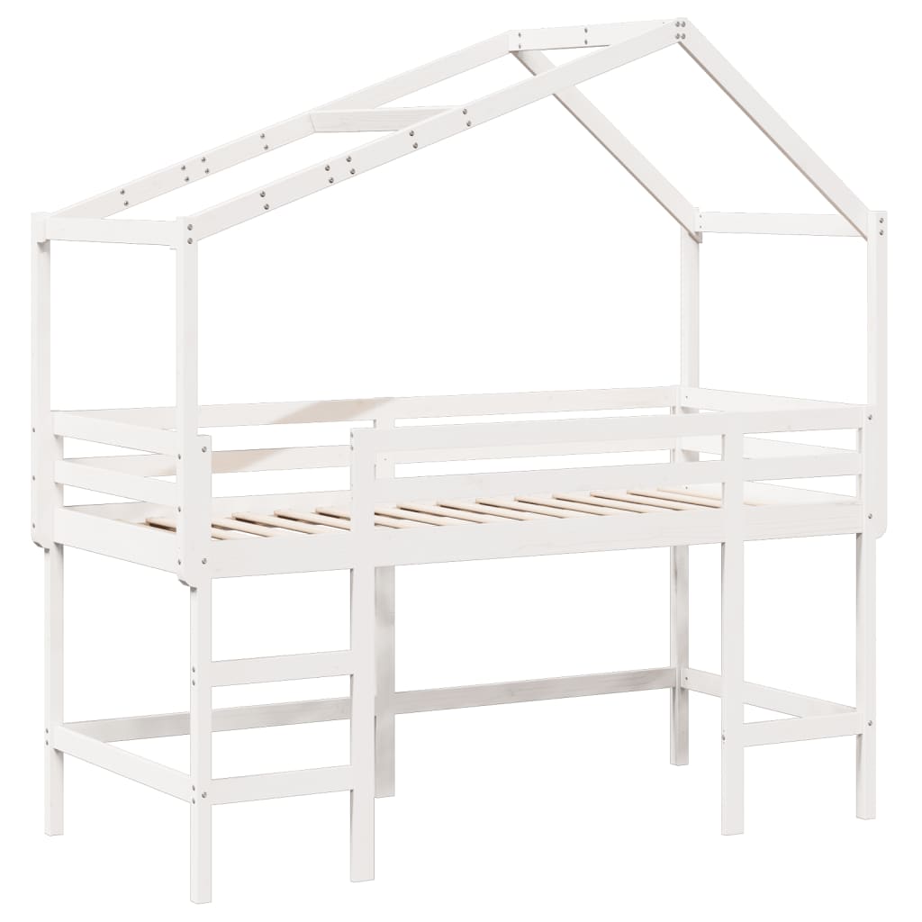 Loft Bed with Ladder and Roof without Mattress White 80x200 cm
