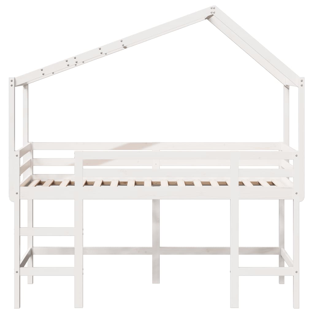 Loft Bed with Ladder and Roof without Mattress White 80x200 cm
