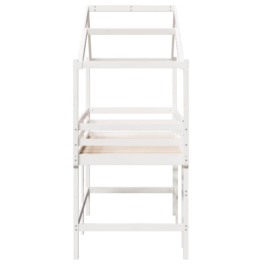 Loft Bed with Ladder and Roof without Mattress White 80x200 cm