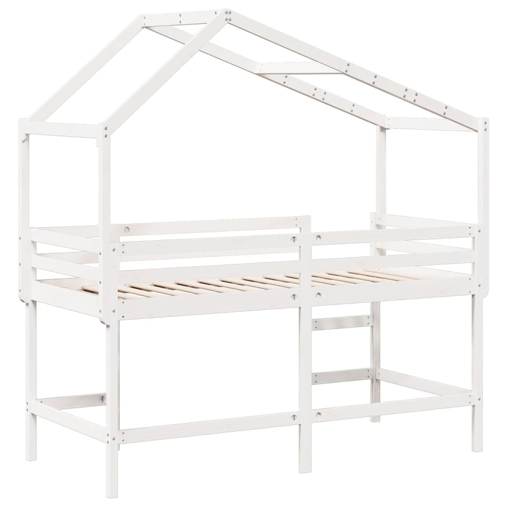 Loft Bed with Ladder and Roof without Mattress White 80x200 cm