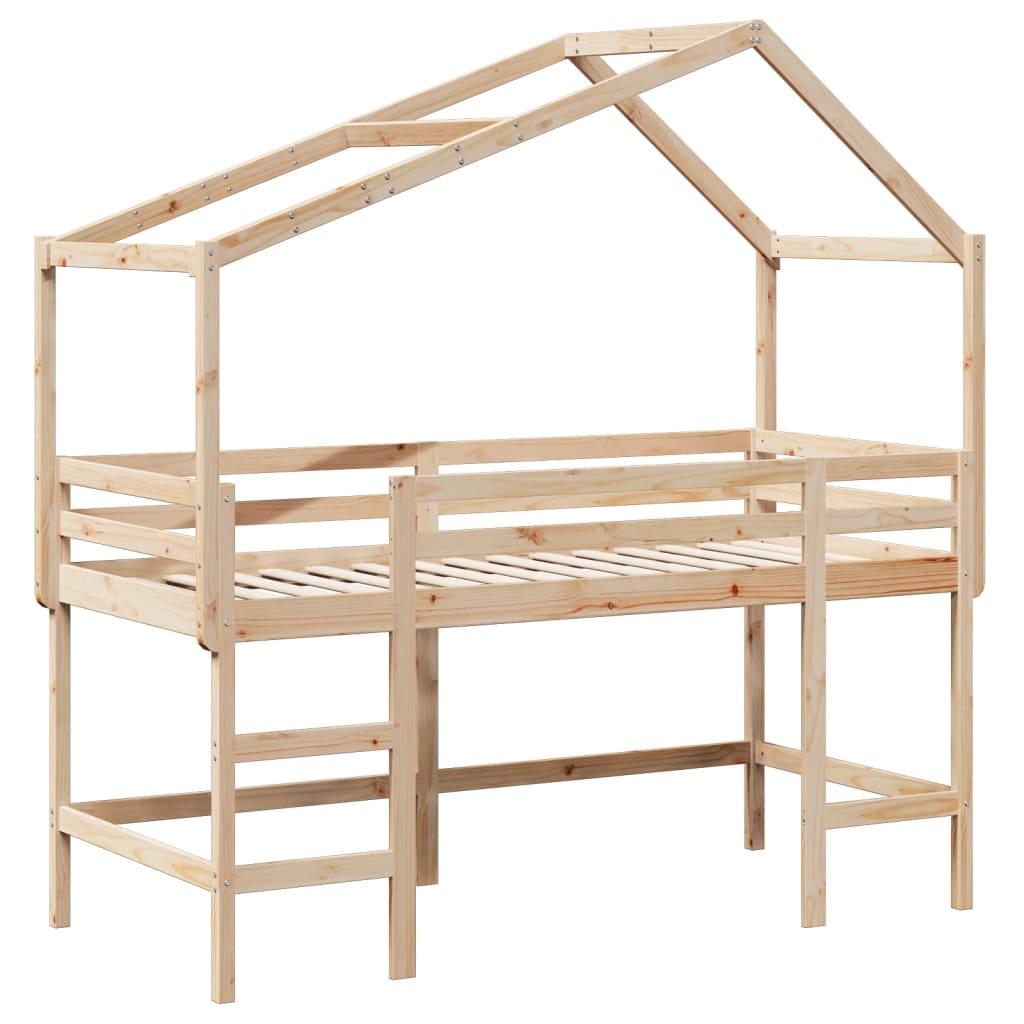 Loft Bed with Ladder and Roof without Mattress 90x190 cm Single
