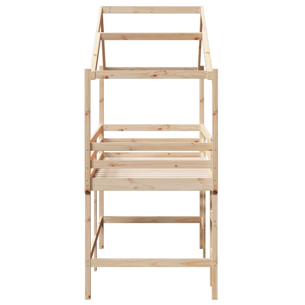 Loft Bed with Ladder and Roof without Mattress 90x190 cm Single