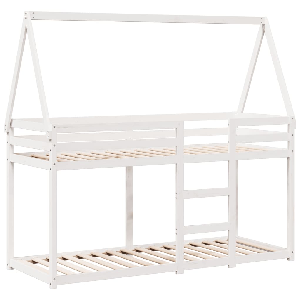 Bunk Bed without Mattress White 75x190 cm Small Single Solid Wood Pine