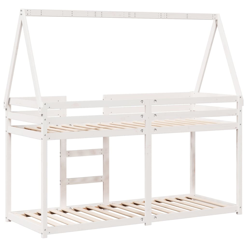 Bunk Bed without Mattress White 75x190 cm Small Single Solid Wood Pine