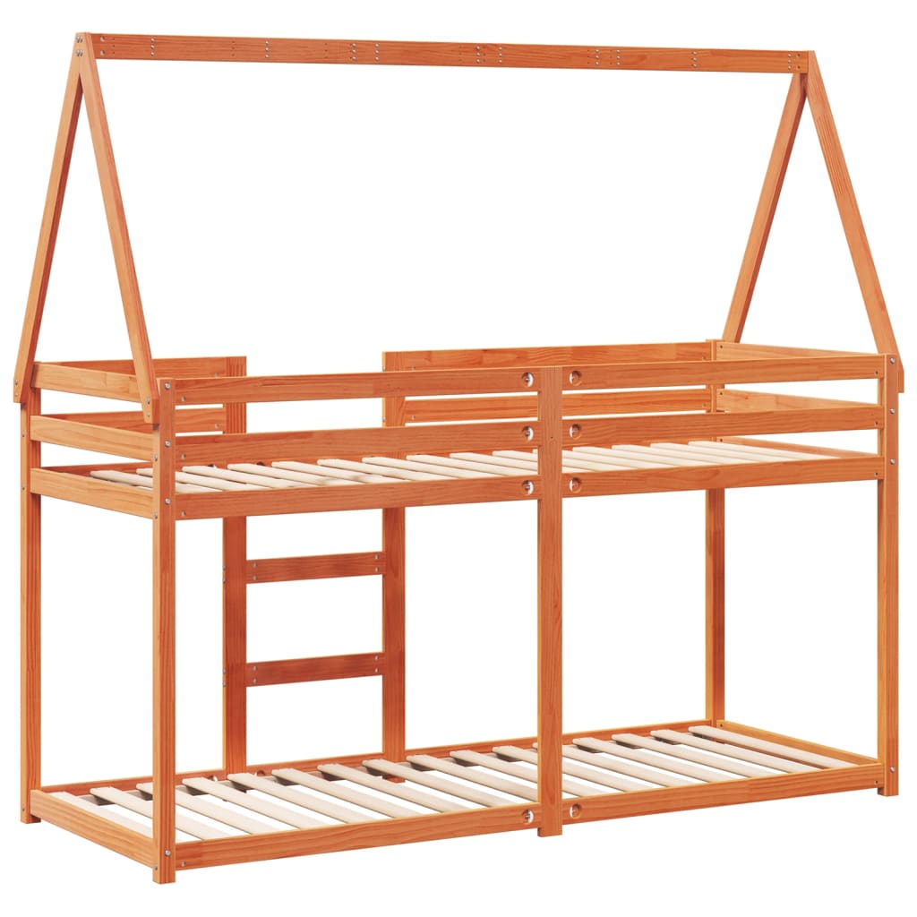 Bunk Bed without Mattress Wax Brown 75x190 cm Small Single Solid Wood Pine