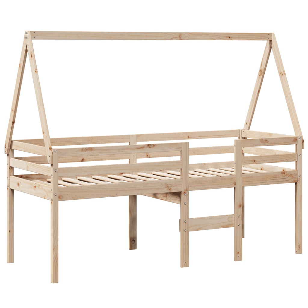 High Sleeper Bed without Mattress 90x200 cm Solid Wood Pine