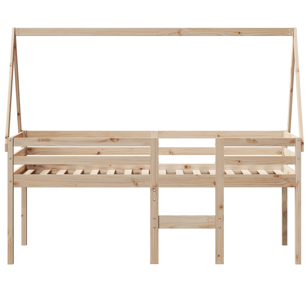 High Sleeper Bed without Mattress 90x200 cm Solid Wood Pine
