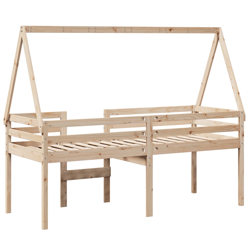 High Sleeper Bed without Mattress 90x200 cm Solid Wood Pine