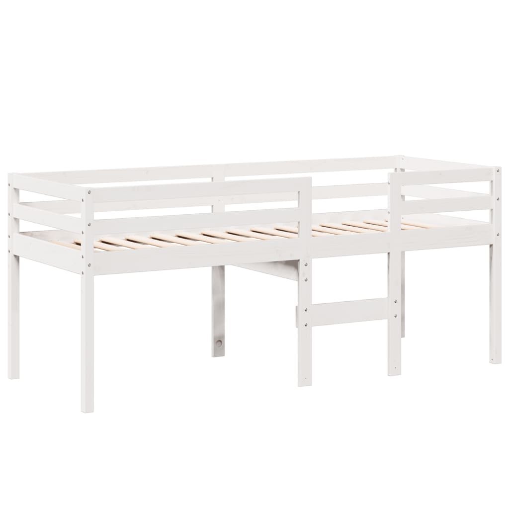 High Sleeper Bed without Mattress White 90x200 cm Solid Wood Pine