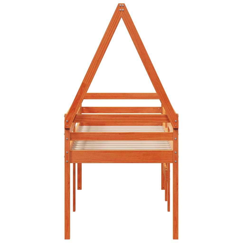 High Sleeper Bed without Mattress Wax Brown 90x200 cm Solid Wood Pine