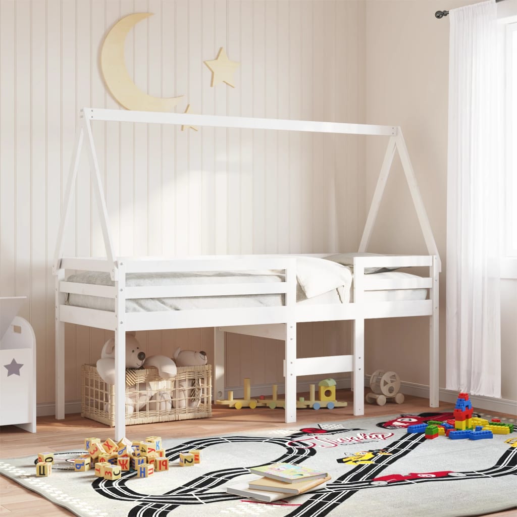 High Sleeper Bed without Mattress White 80x200 cm Solid Wood Pine