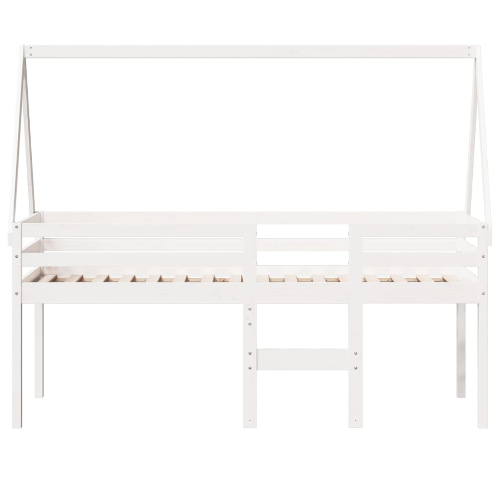 High Sleeper Bed without Mattress White 75x190 cm Small Single Solid Wood Pine