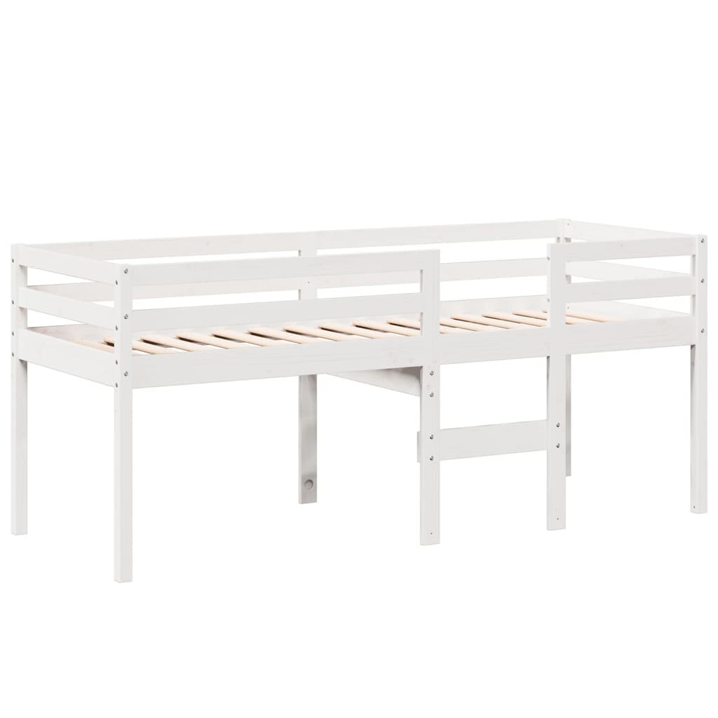 High Sleeper Bed without Mattress White 75x190 cm Small Single Solid Wood Pine