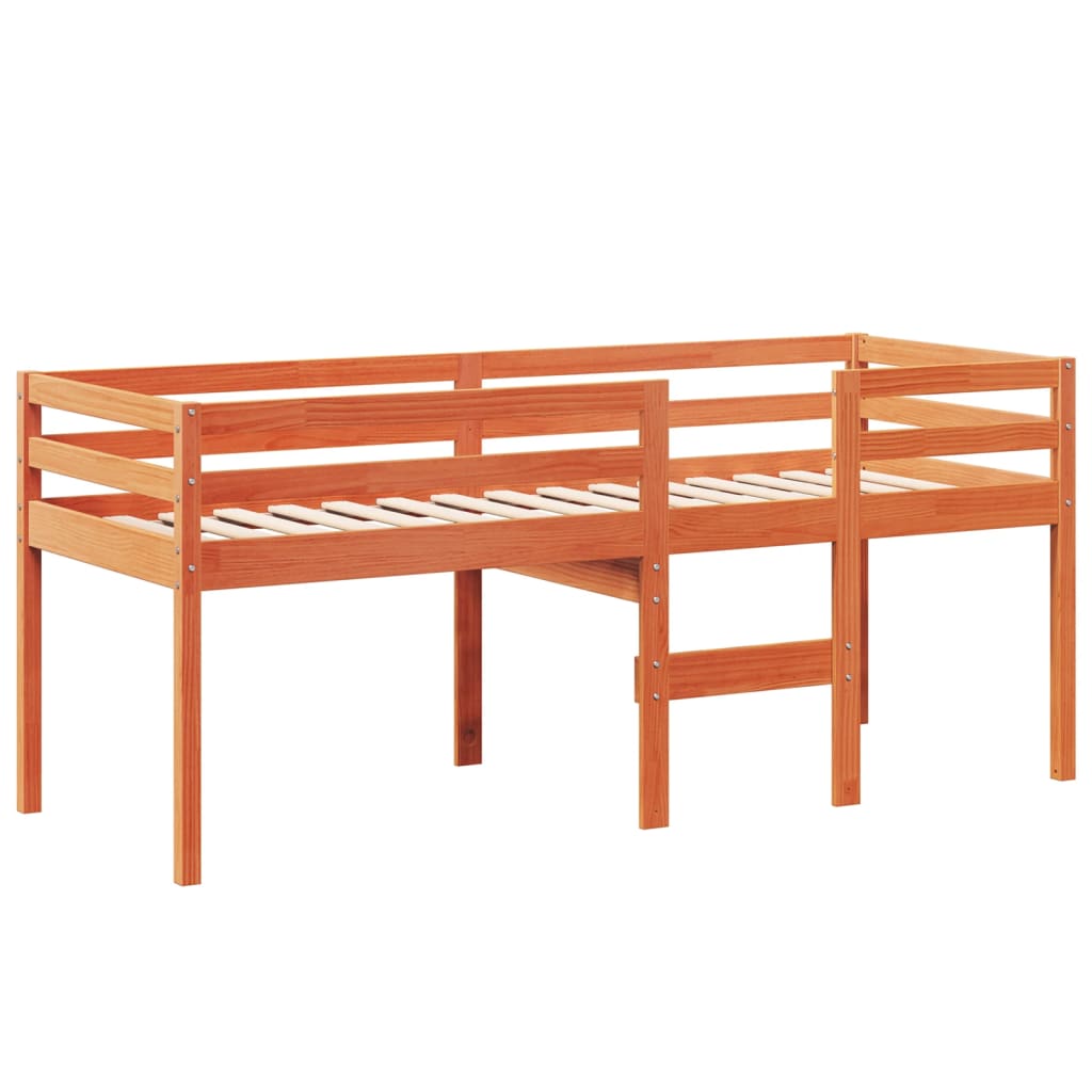 High Sleeper Bed without Mattress Wax Brown 75x190 cm Small Single Solid Wood Pine