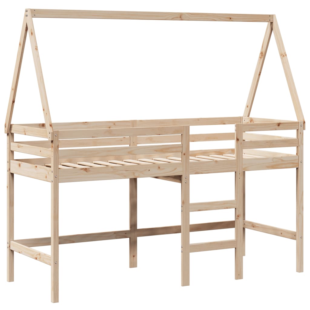 Loft Bed with Ladder and Roof without Mattress 80x200 cm