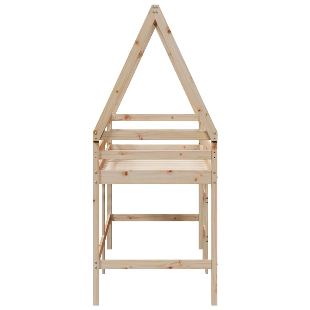 Loft Bed with Ladder and Roof without Mattress 80x200 cm
