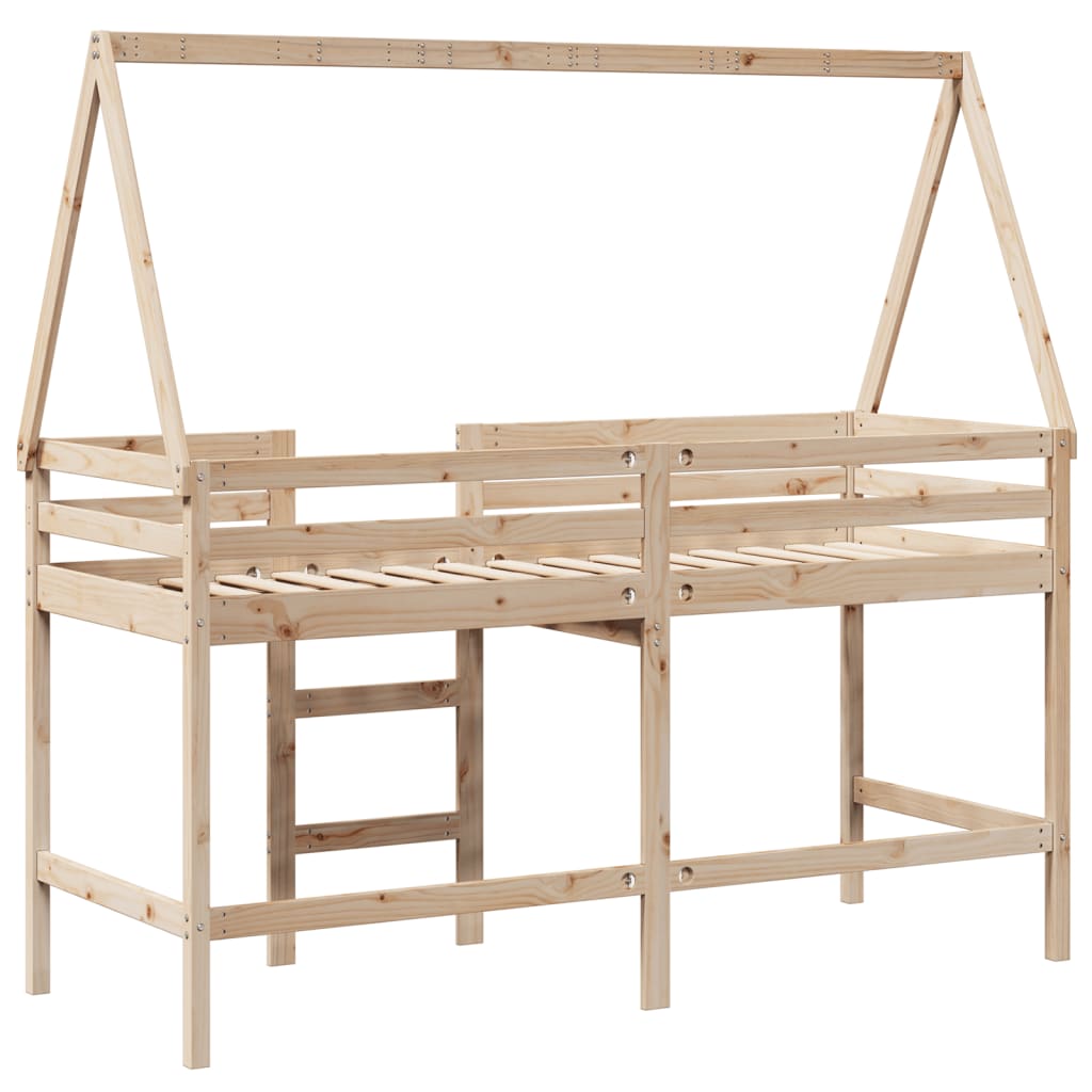 Loft Bed with Ladder and Roof without Mattress 80x200 cm