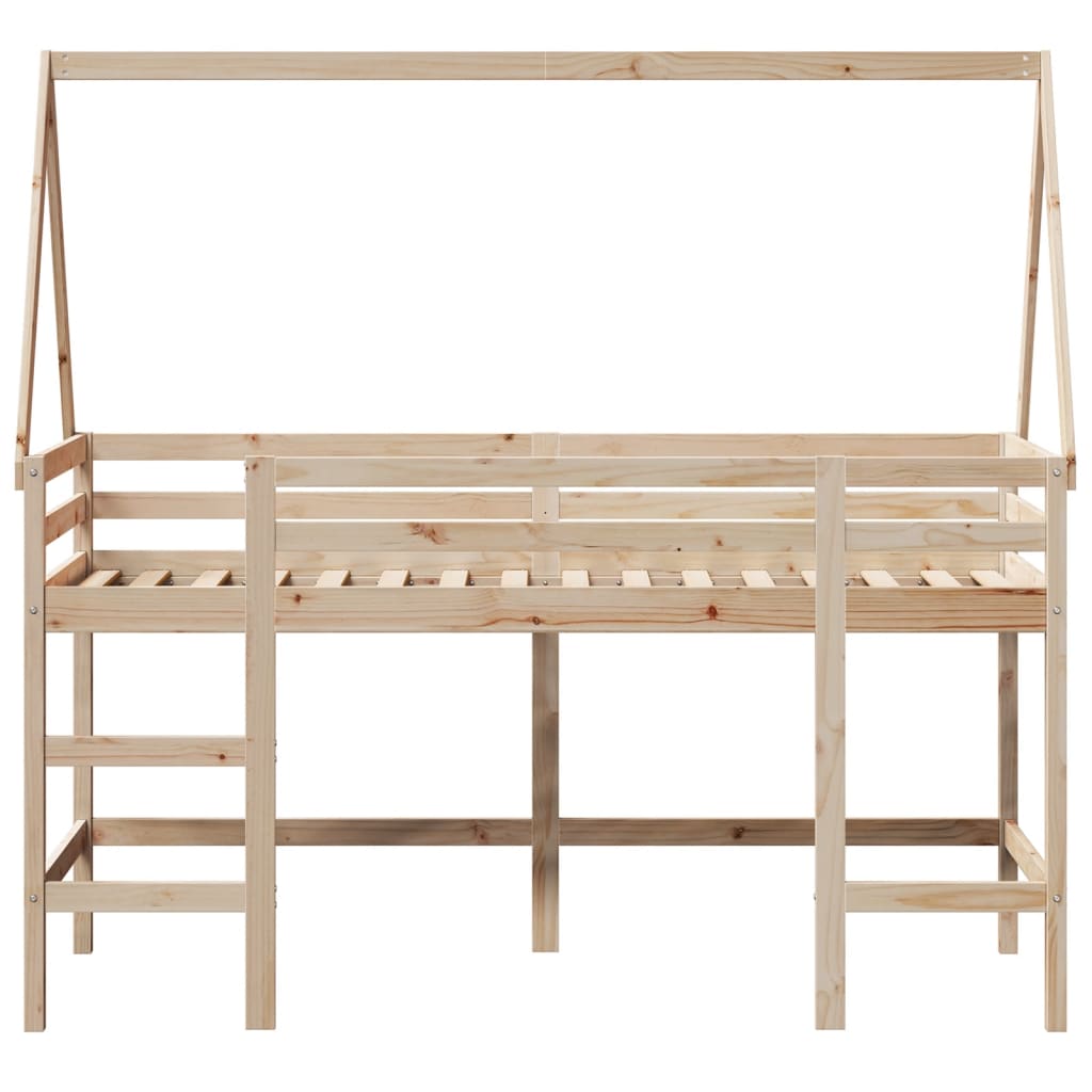 Loft Bed with Ladder and Roof without Mattress 80x200 cm
