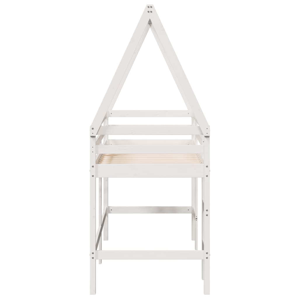 Loft Bed with Ladder and Roof without Mattress White 80x200 cm