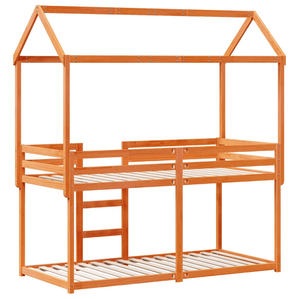 Bunk Bed without Mattress Wax Brown 75x190 cm Small Single Solid Wood Pine