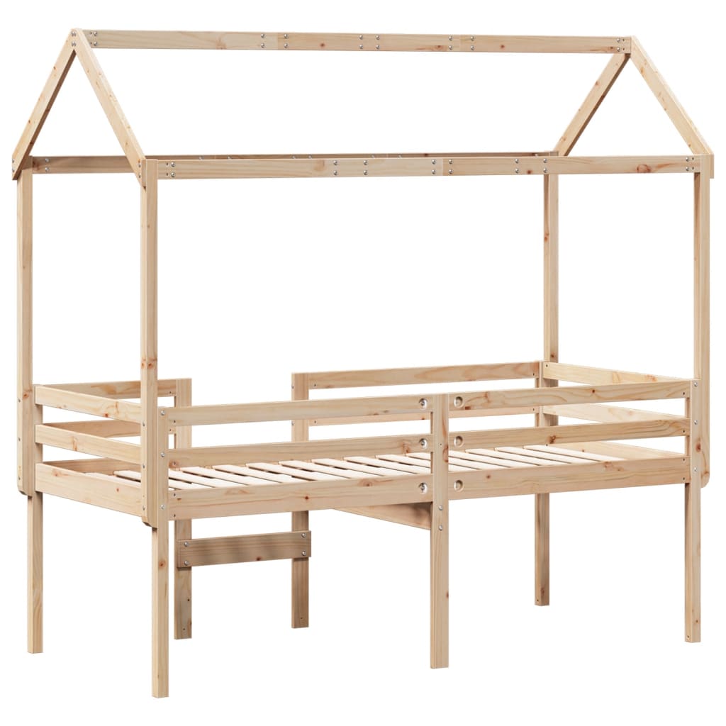 High Sleeper Bed without Mattress 90x200 cm Solid Wood Pine