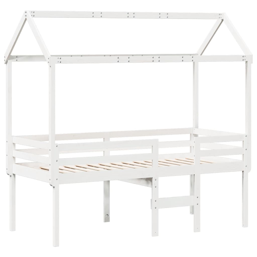 High Sleeper Bed without Mattress White 90x200 cm Solid Wood Pine