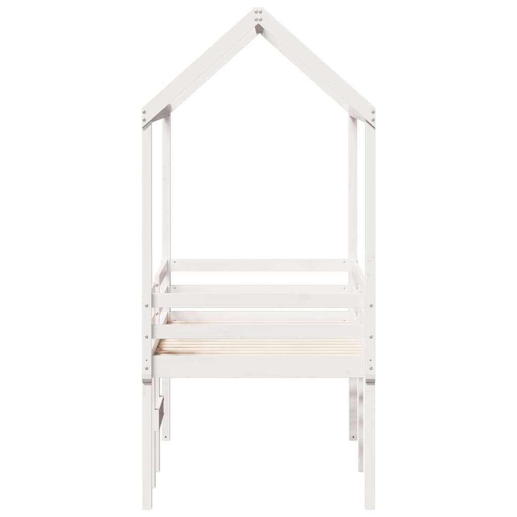 High Sleeper Bed without Mattress White 90x200 cm Solid Wood Pine