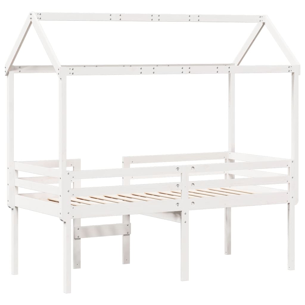High Sleeper Bed without Mattress White 90x200 cm Solid Wood Pine