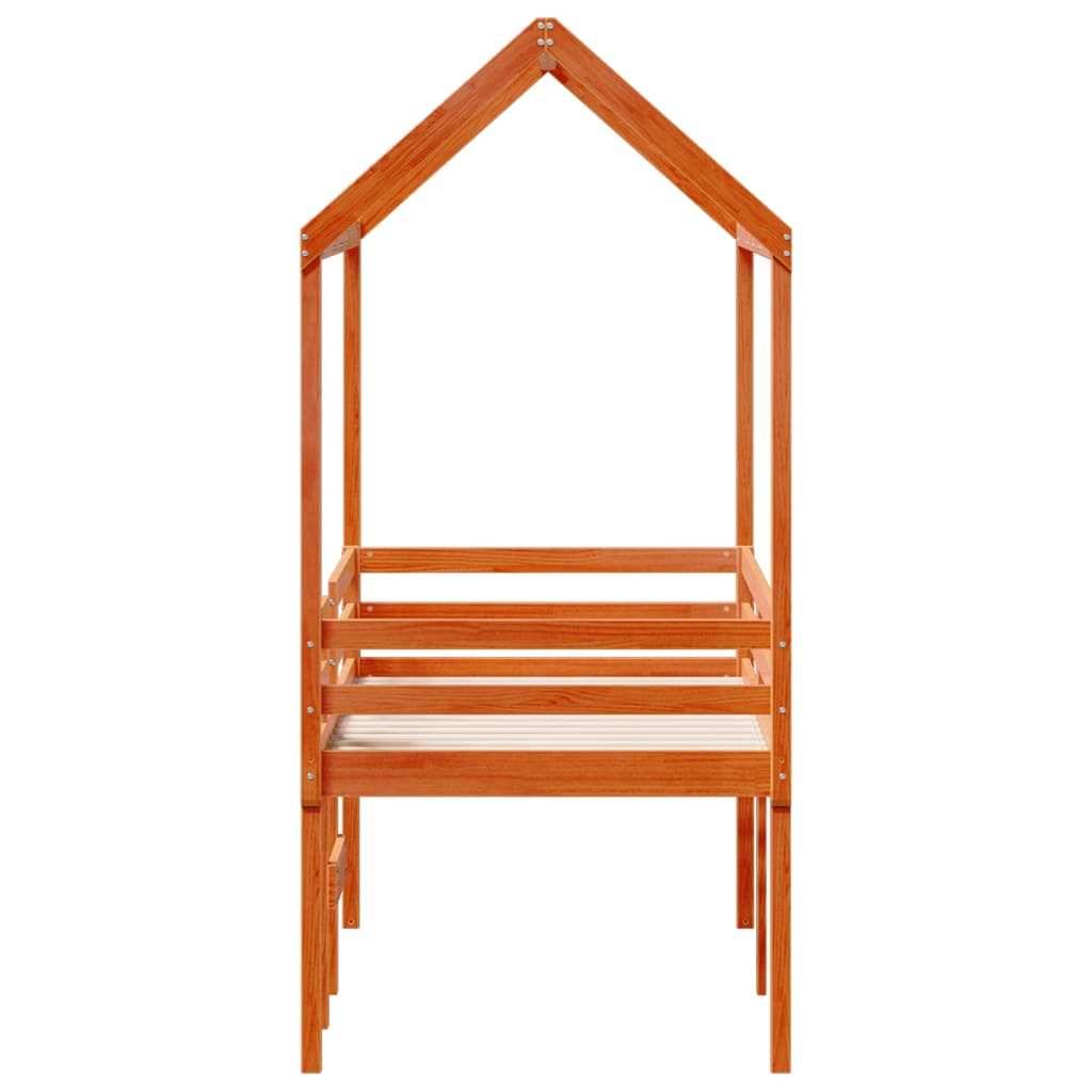 High Sleeper Bed without Mattress Wax Brown 90x190 cm Single Solid Wood Pine