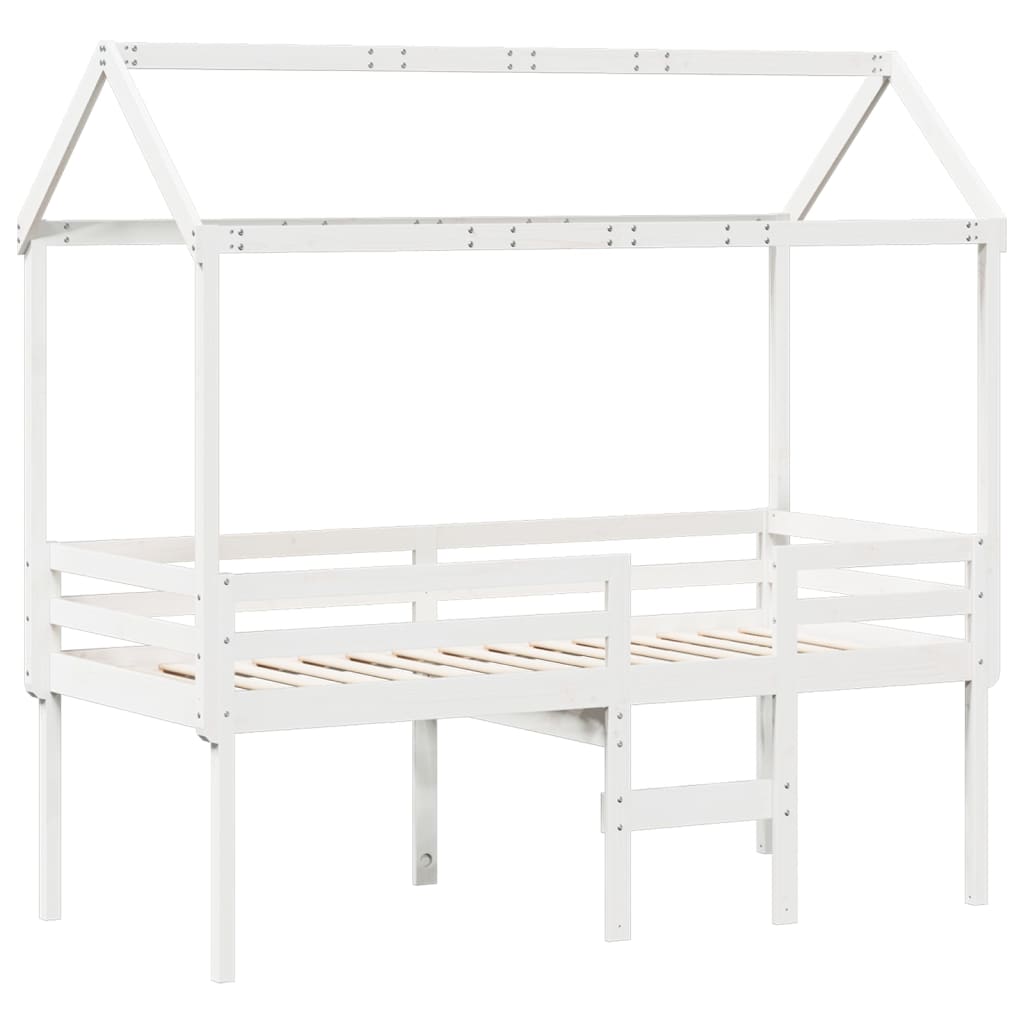 High Sleeper Bed without Mattress White 75x190 cm Small Single Solid Wood Pine