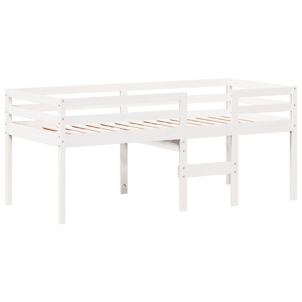 High Sleeper Bed without Mattress White 75x190 cm Small Single Solid Wood Pine