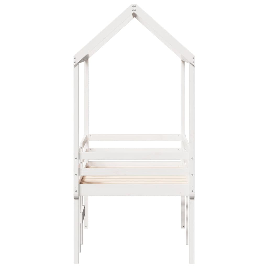 High Sleeper Bed without Mattress White 75x190 cm Small Single Solid Wood Pine
