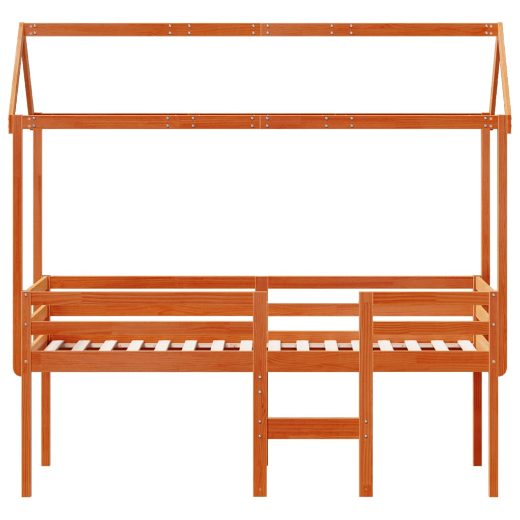 High Sleeper Bed without Mattress Wax Brown 75x190 cm Small Single Solid Wood Pine