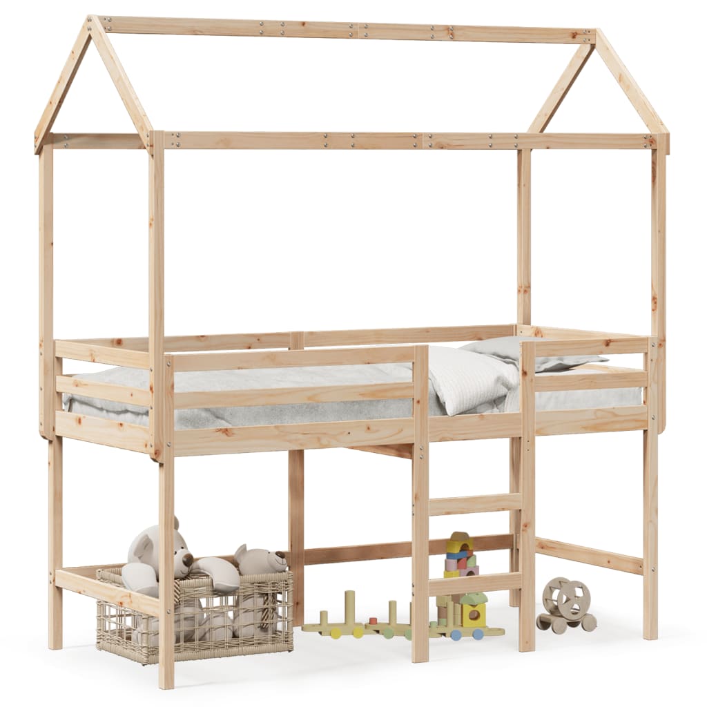 Loft Bed with Ladder and Roof without Mattress 80x200 cm
