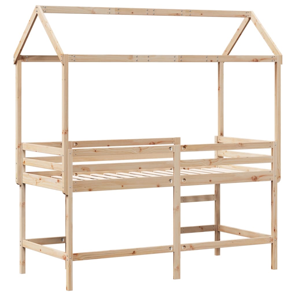 Loft Bed with Ladder and Roof without Mattress 90x200 cm