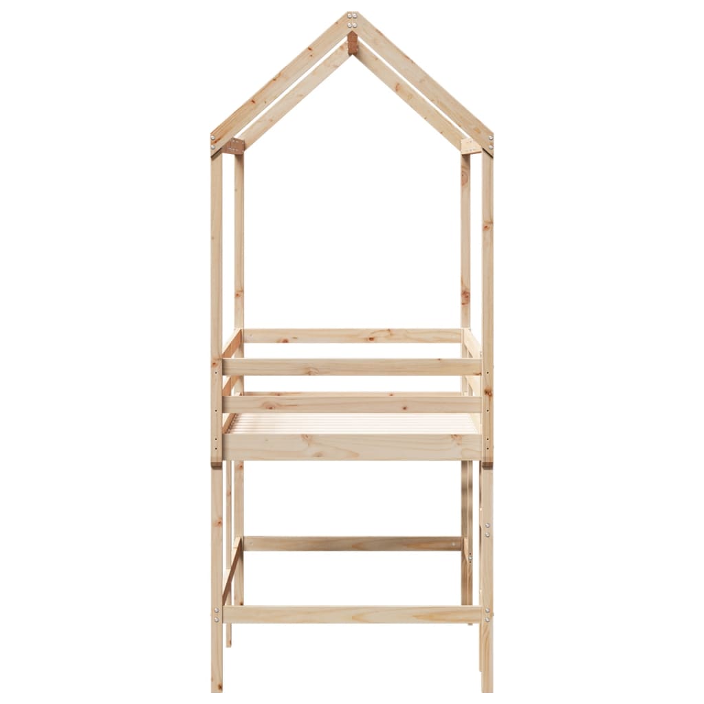 Loft Bed with Ladder and Roof without Mattress 80x200 cm