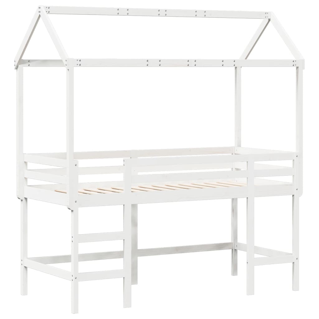 Loft Bed with Ladder and Roof without Mattress White 80x200 cm