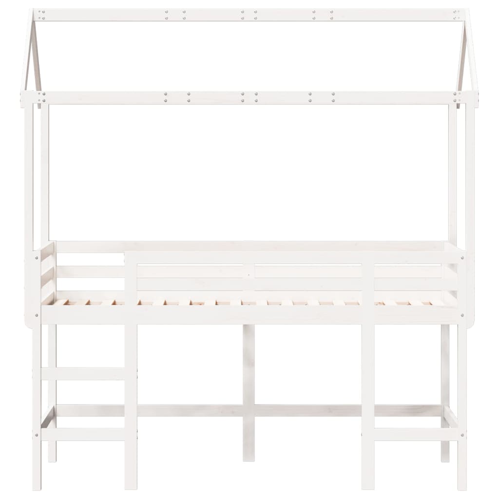 Loft Bed with Ladder and Roof without Mattress White 80x200 cm