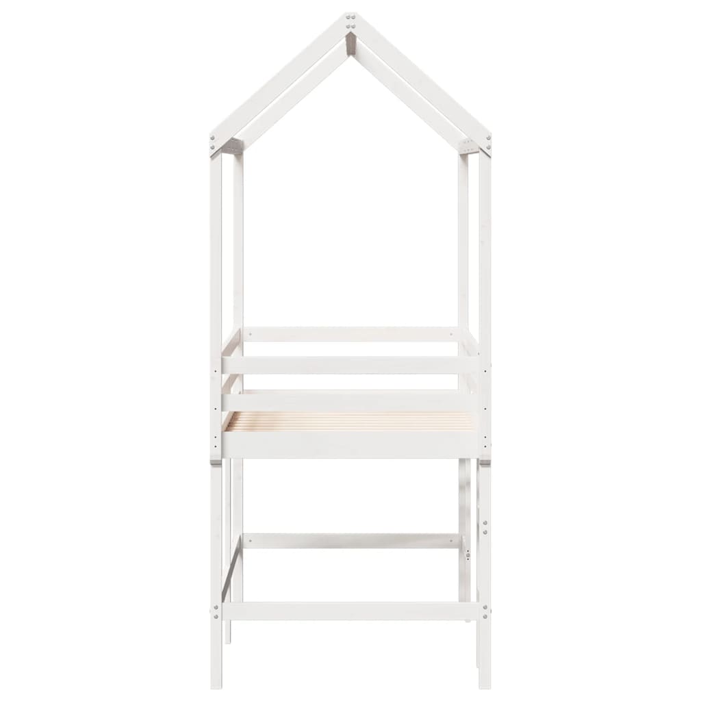 Loft Bed with Ladder and Roof without Mattress White 80x200 cm
