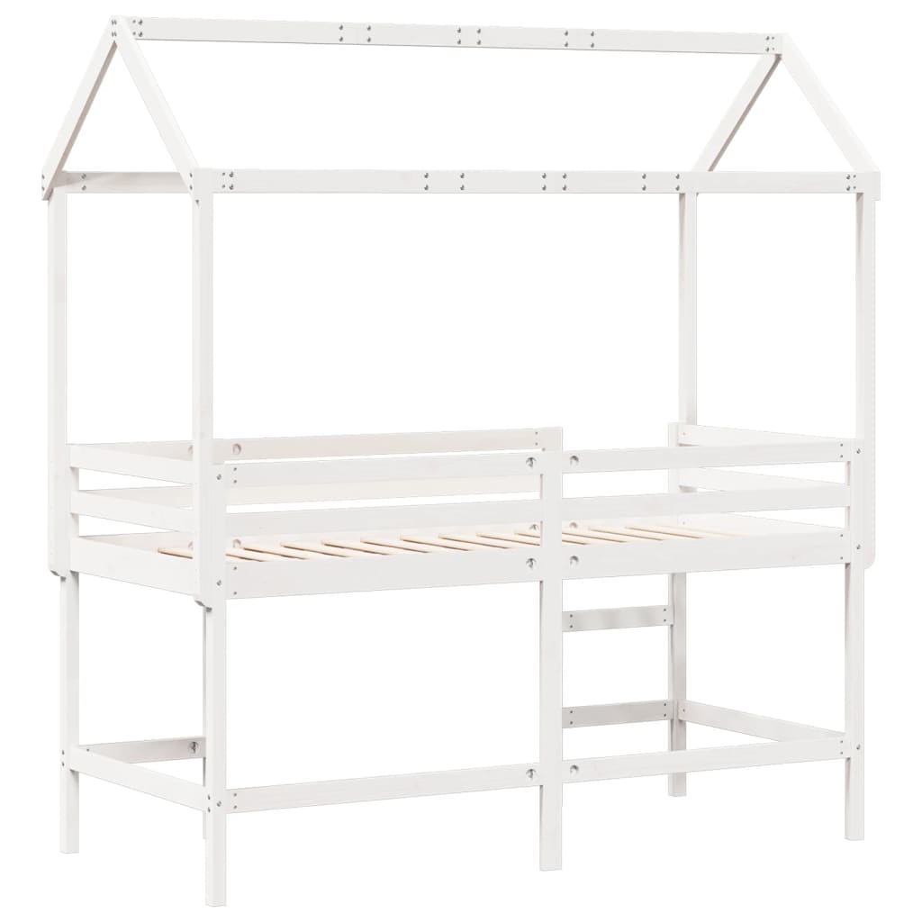 Loft Bed with Ladder and Roof without Mattress White 80x200 cm