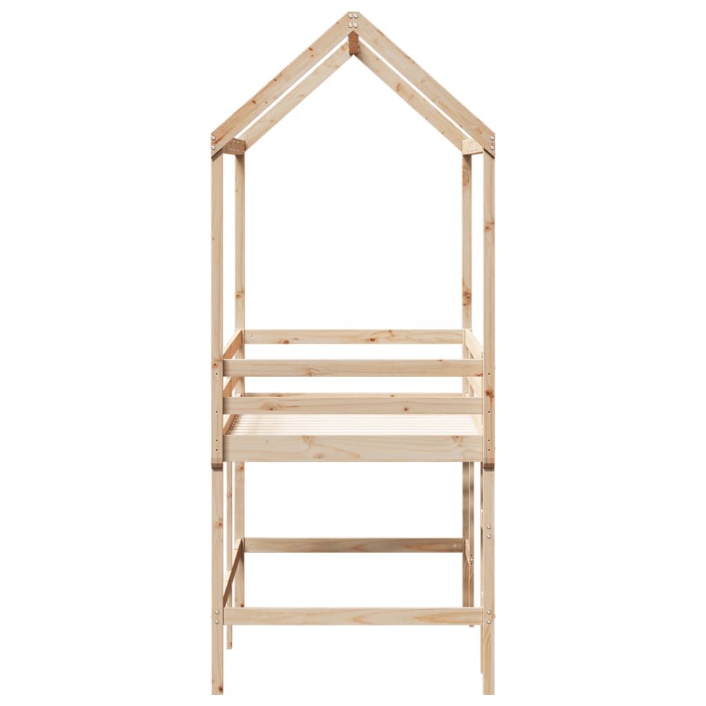 Loft Bed with Ladder and Roof without Mattress 90x190 cm Single
