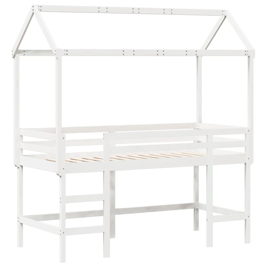 Loft Bed with Ladder and Roof without Mattress White 90x190 cm Single