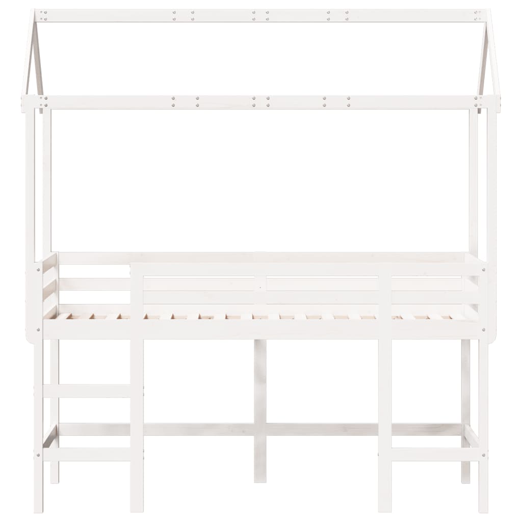 Loft Bed with Ladder and Roof without Mattress White 90x190 cm Single