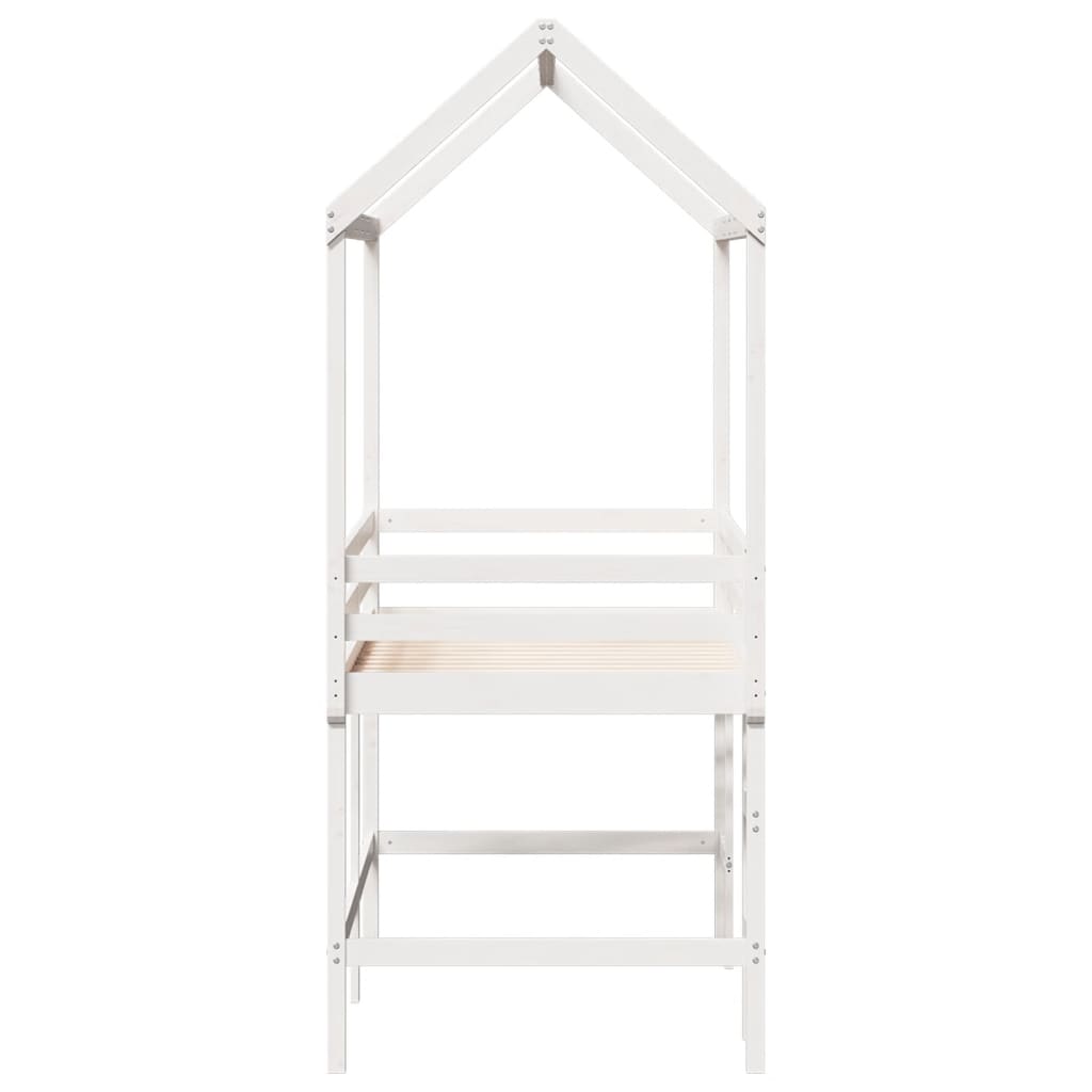 Loft Bed with Ladder and Roof without Mattress White 90x190 cm Single